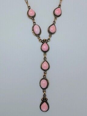 Pink Conch Lariat Necklace S925 Sterling Silver